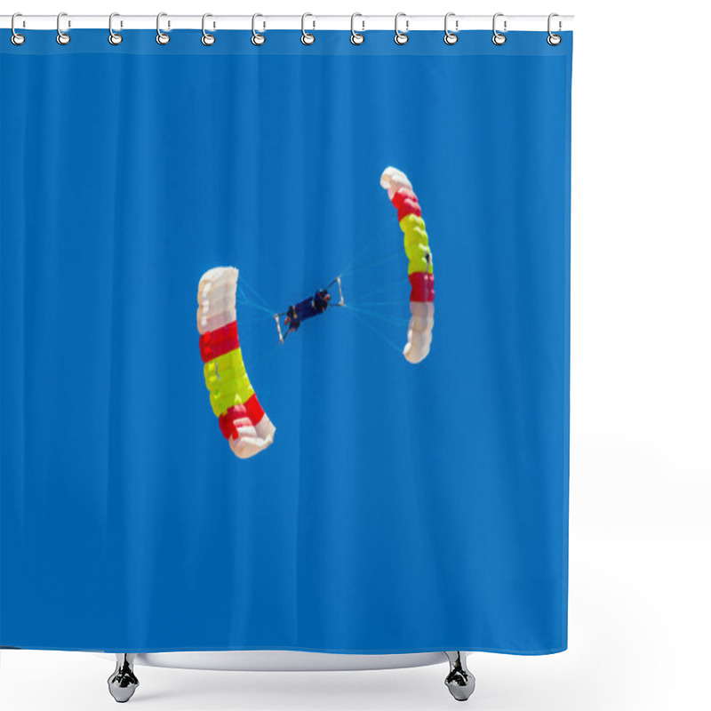 Personality  Parachutists Of PAPEA On Airshow  Shower Curtains