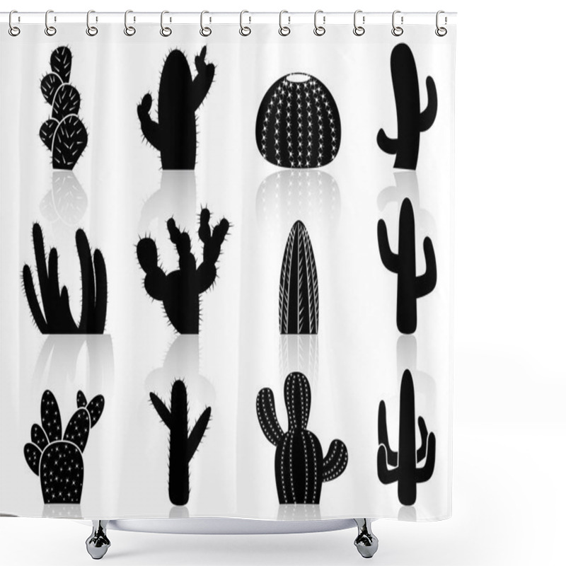 Personality  Cactus Silhouettes Shower Curtains