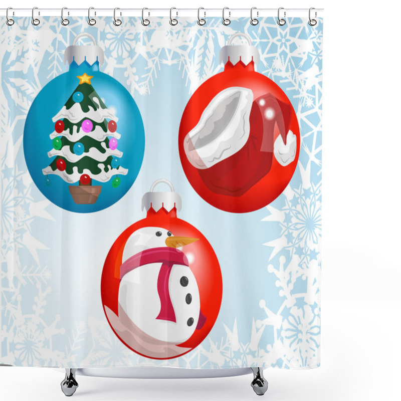 Personality  Christmas Baubles Shower Curtains