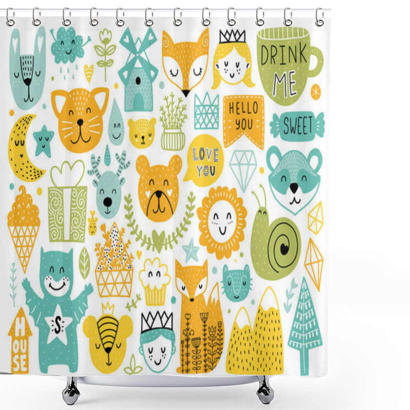 Personality  Scandinavian Vector Elements Shower Curtains