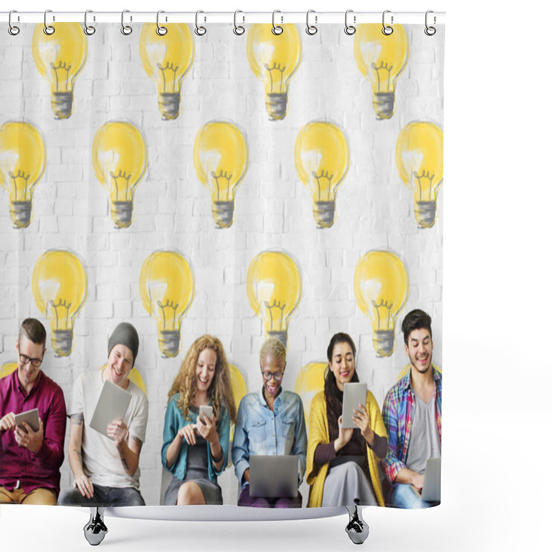 Personality  People Browsing Digital Gadgets Shower Curtains