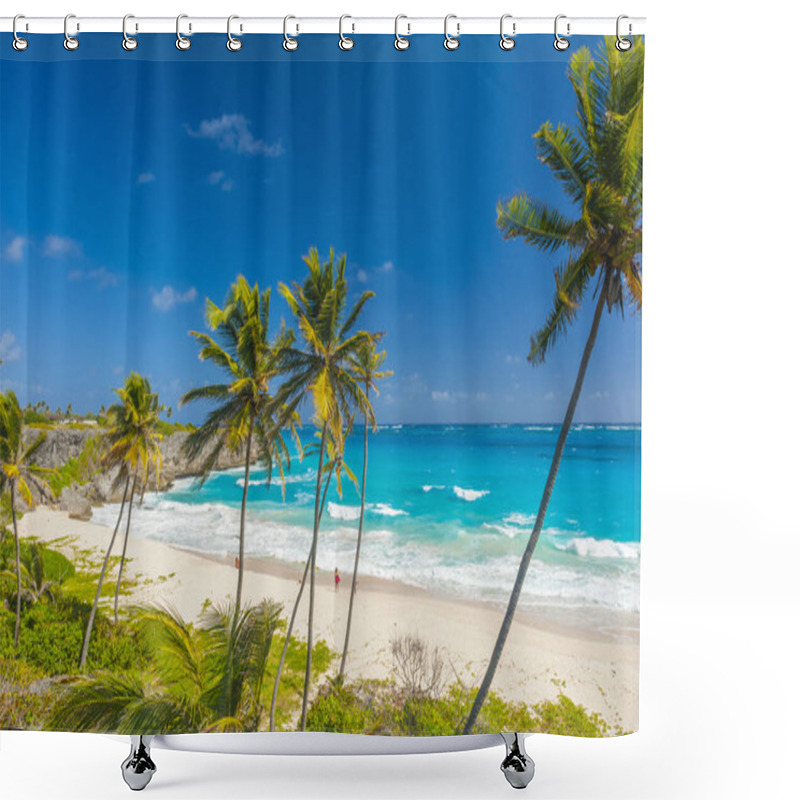 Personality  Bottom Bay Is One Of The Most Beautiful Beaches On The Caribbean Island Of Barbados. It Is A Tropical Paradise With Palms Hanging Over Turquoise Sea And A Pirate Cave Shower Curtains