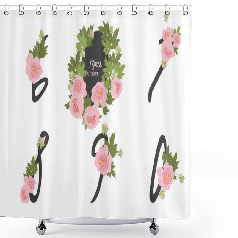 Personality  Floral Peony Collection Numbers Shower Curtains