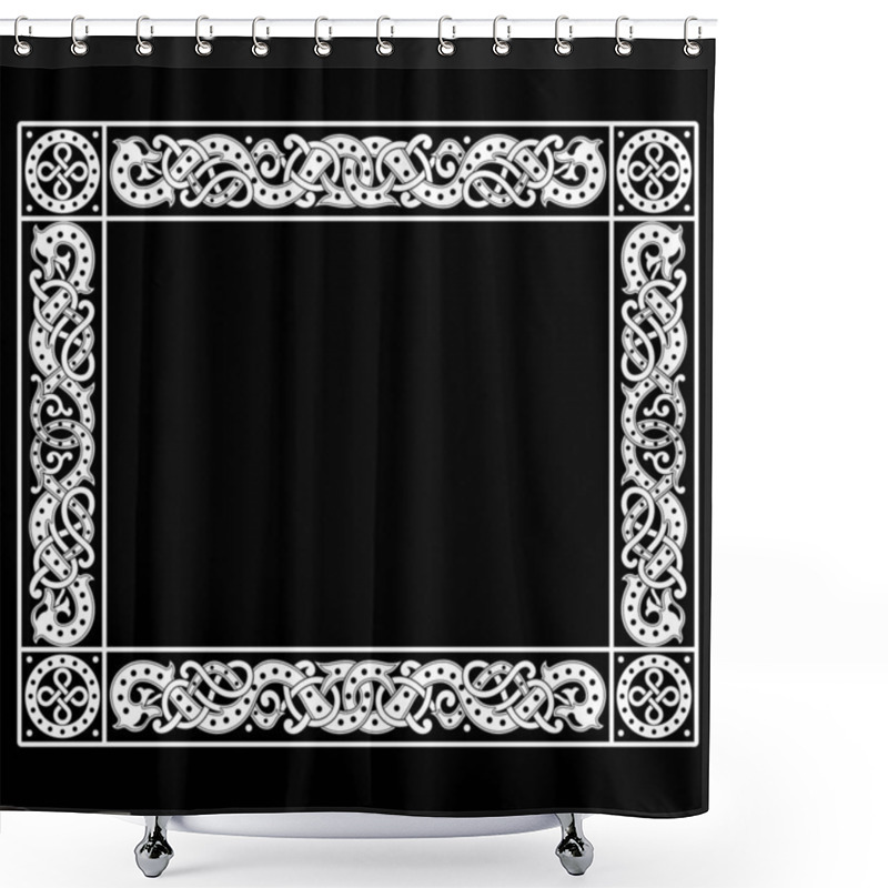 Personality  Patterned Frame In Celtic Scandinavian Style. Ancient Scandinavian Design Shower Curtains