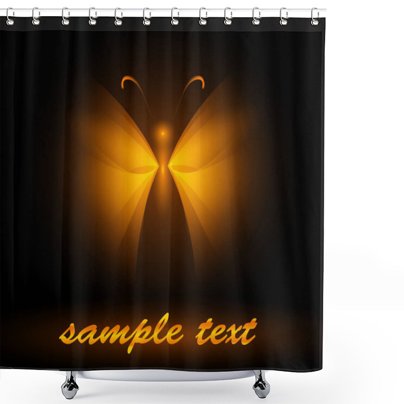 Personality  Fire Butterfly On A Dark Background With Space For Text. Beautiful Luminous Insect. Close-up. Vector. Eps10. Shower Curtains