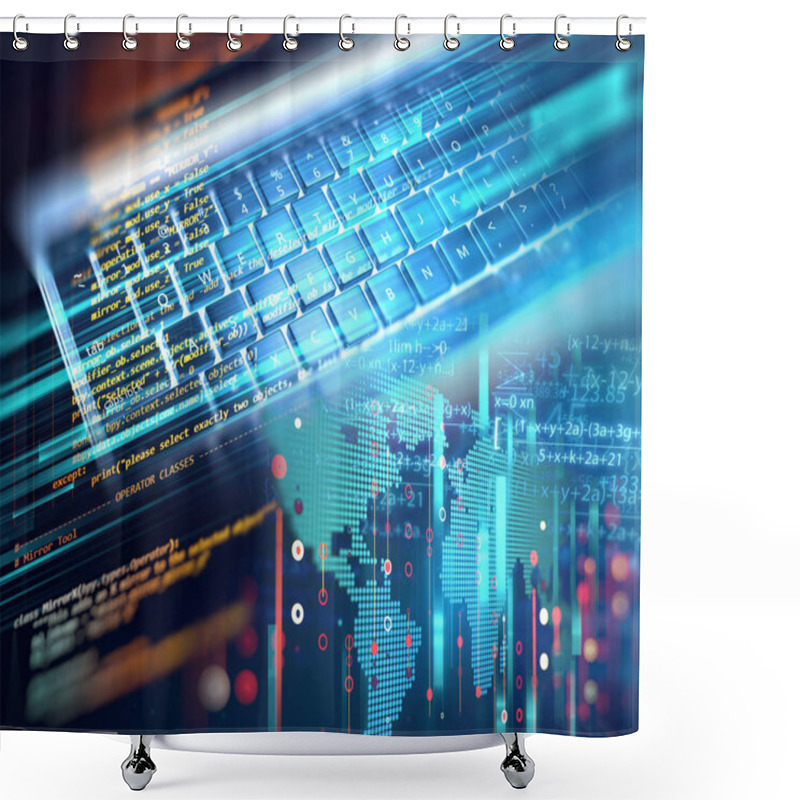 Personality  Programming Code Abstract Technology Background Of Software Deve Shower Curtains