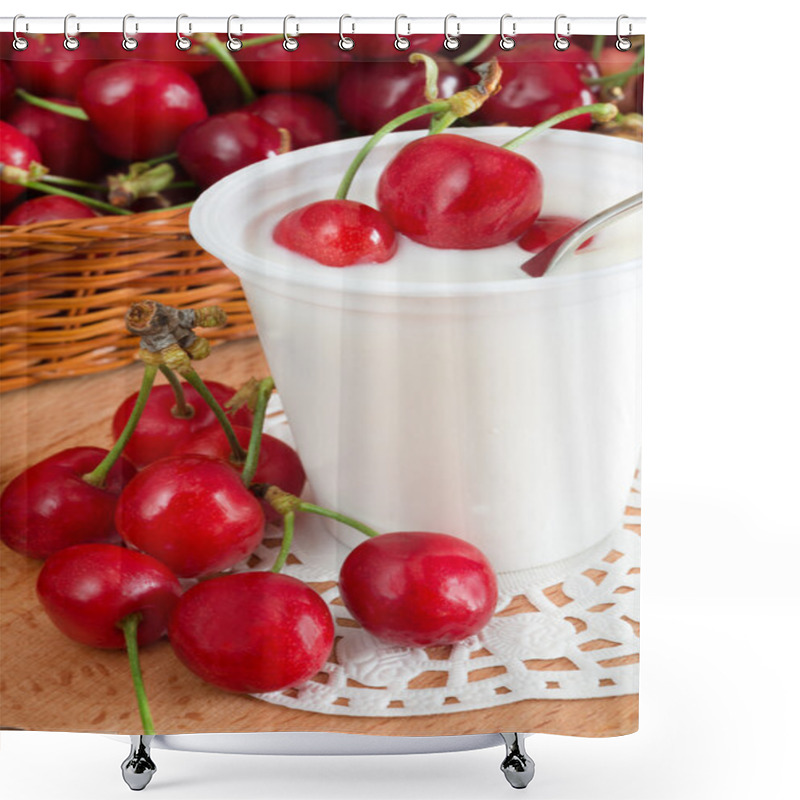 Personality  Yogurt With Cherries Shower Curtains