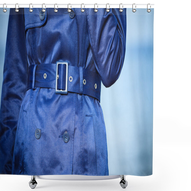 Personality  Girl In Dark Navy Blue Coat Shower Curtains