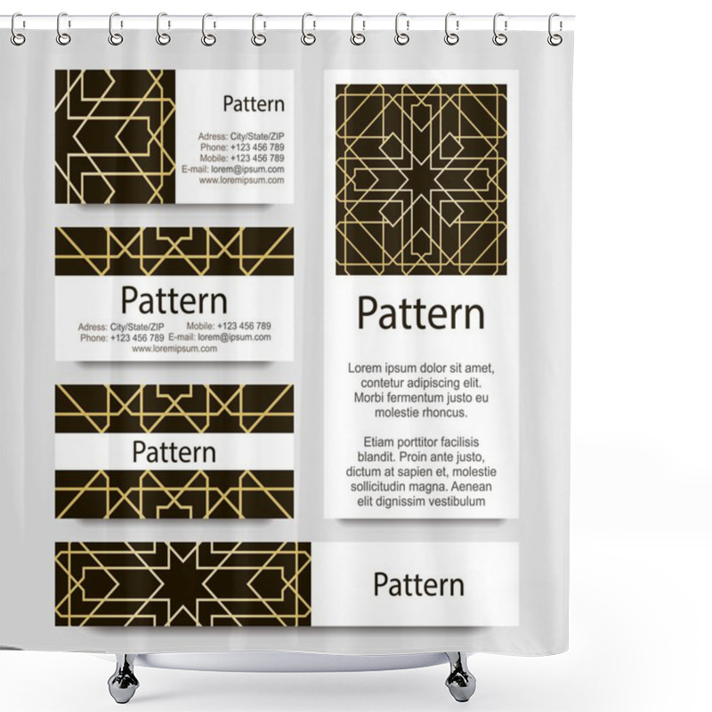 Personality  Business Cards Pattern With Islamic Morocco Ornament. Includes Seamless Pattern Shower Curtains