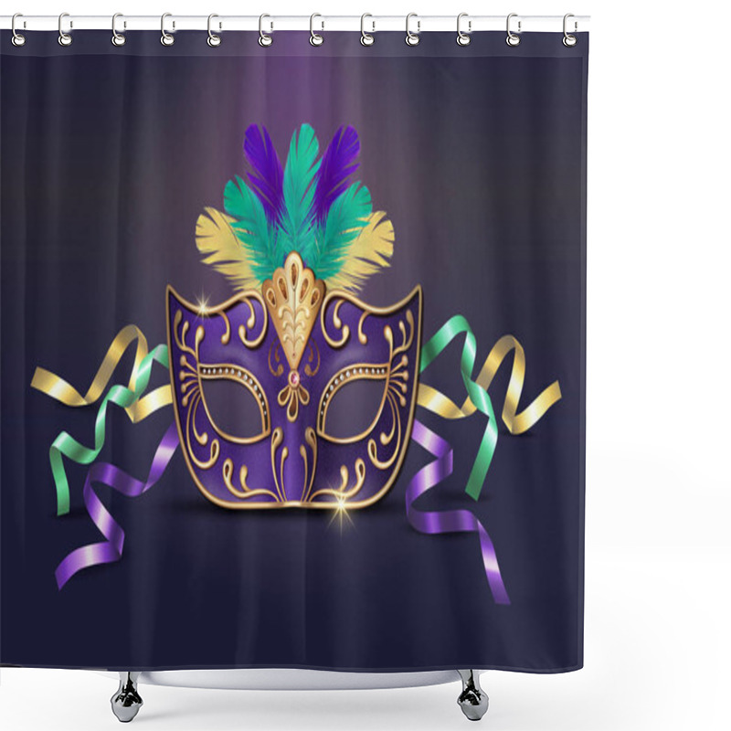 Personality  Masquerade Decorative Purple Mask In 3d Illustration Shower Curtains