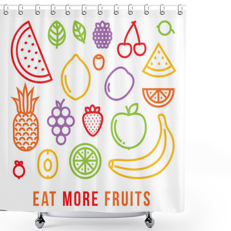 Personality  Eat More Fruits Motivational Vector Card Shower Curtains