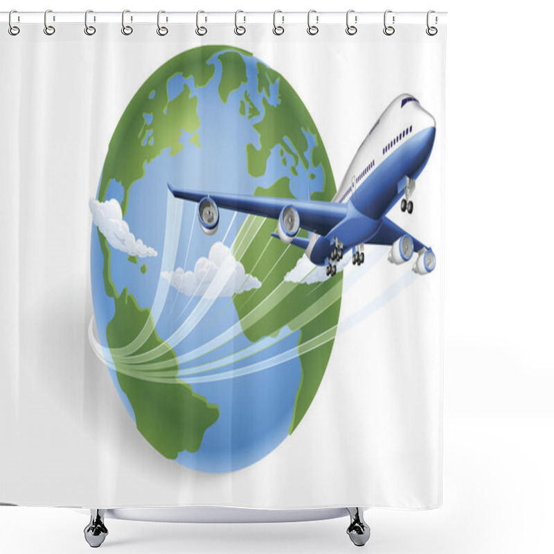 Personality  Airplane Globe Concept Shower Curtains