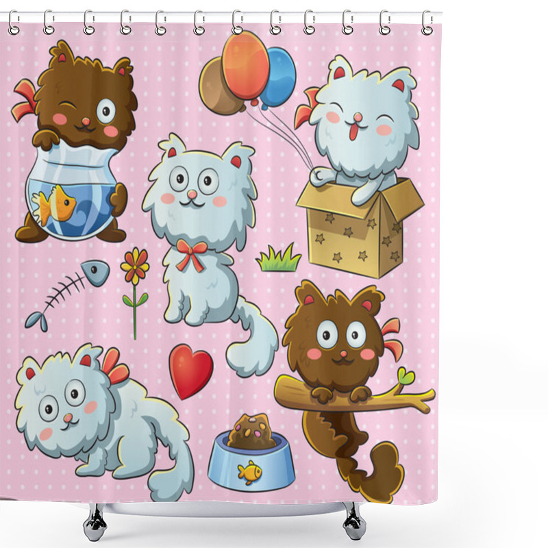 Personality  Cute Kitty Shower Curtains