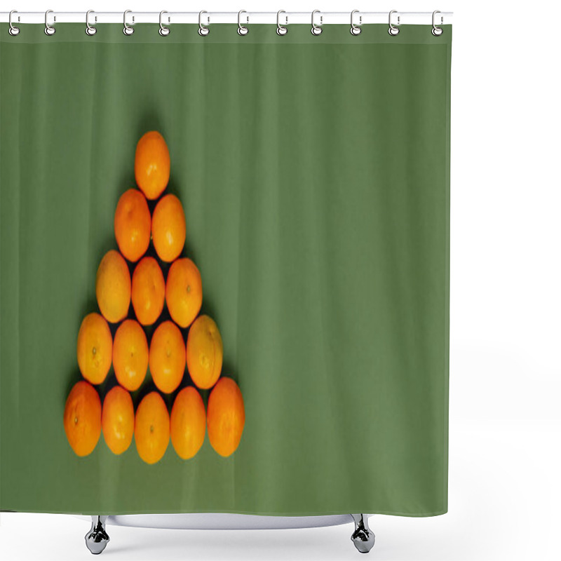 Personality  Triangular Mandarin Arrangement Resembling A Billiard Rack Shower Curtains