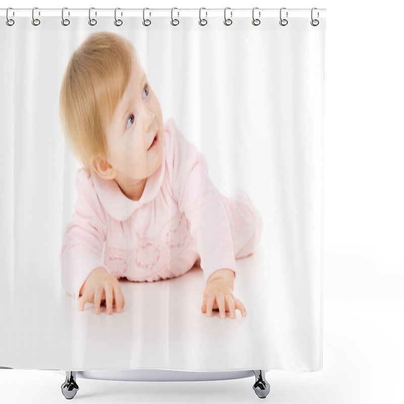 Personality  Pretty Little Baby Learns To Crawl Shower Curtains