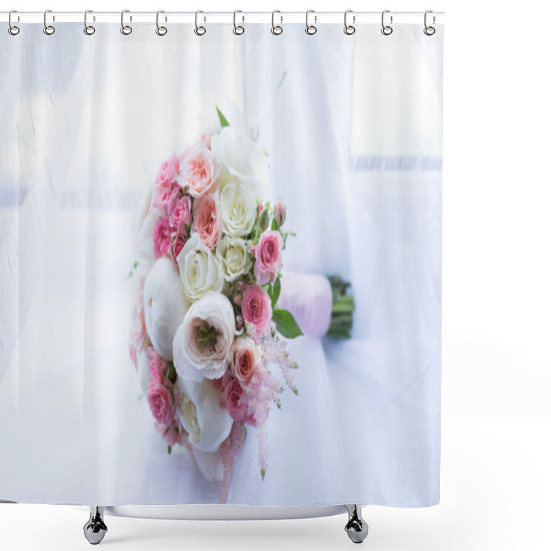 Personality  Bridal Bouquet Of Various Flowers Shower Curtains