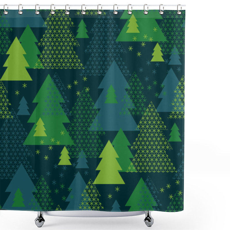 Personality  Green Xmas Geometry Abstract Pattern. Shower Curtains