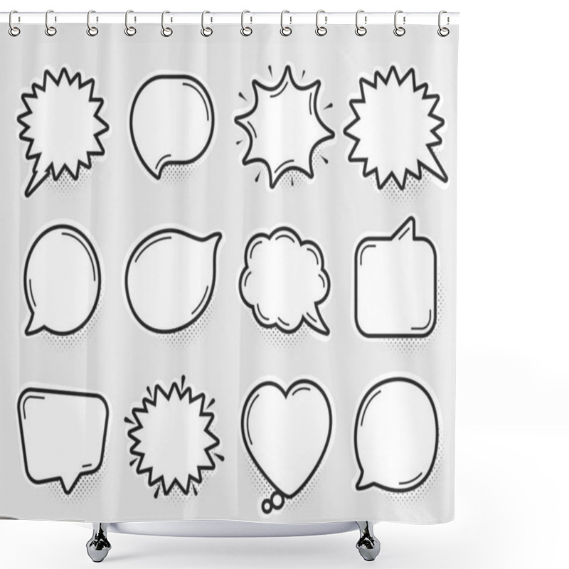 Personality  Comic Speech Bubbles. Thinking And Speaking Clouds. Retro Bubbles Shapes. Halftone Shadow. Vector Shower Curtains