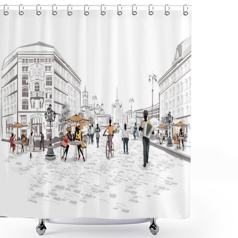 Personality  Series Of The Streets With People In The Old City Shower Curtains