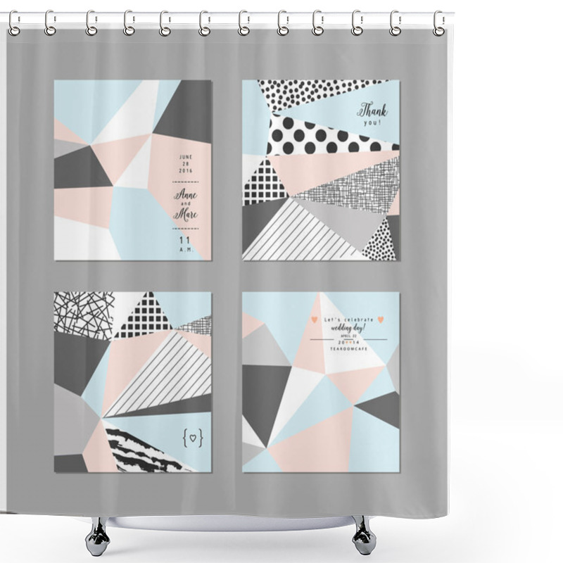 Personality  Set Of  Creative Universal Cards With Geometric Shapes   Shower Curtains