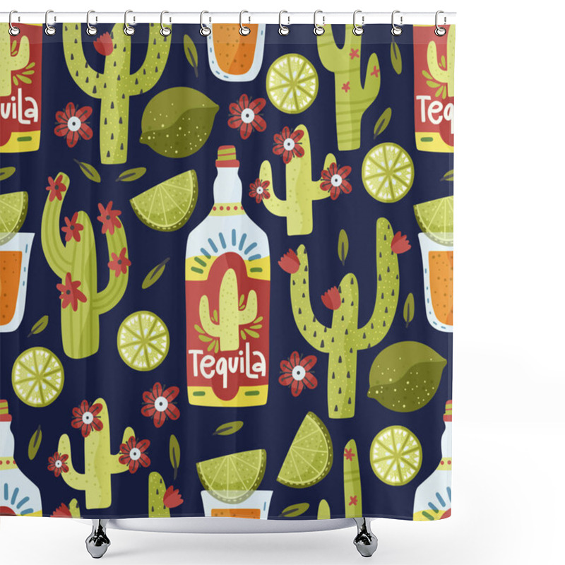 Personality  Tequila Drink Vector Seamless Pattern. Shower Curtains