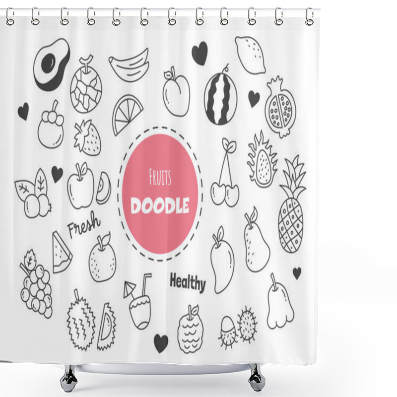 Personality  Fruits Kawaii Doodle Vector Hand Drawing Style Shower Curtains