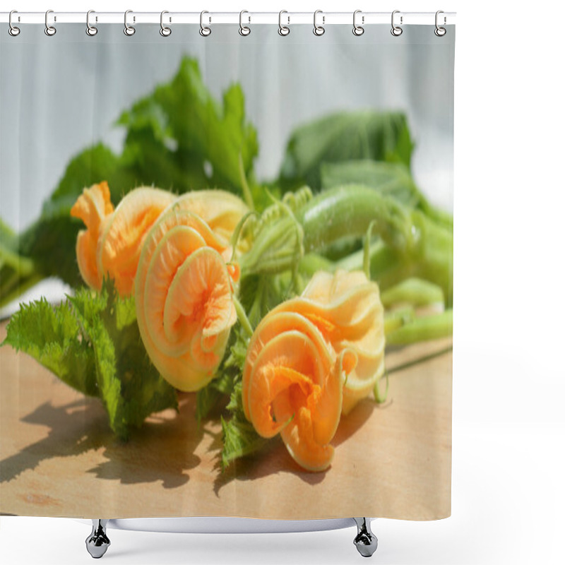 Personality  Yellow Courgette Blossoms Shower Curtains