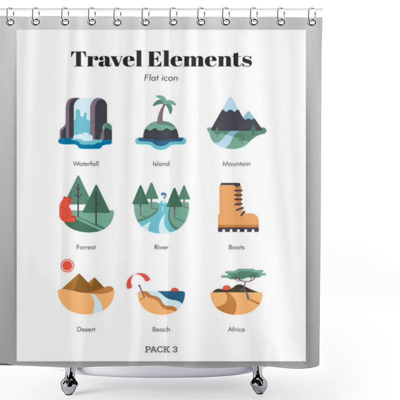 Personality  Travel Elements Flat Pack Shower Curtains