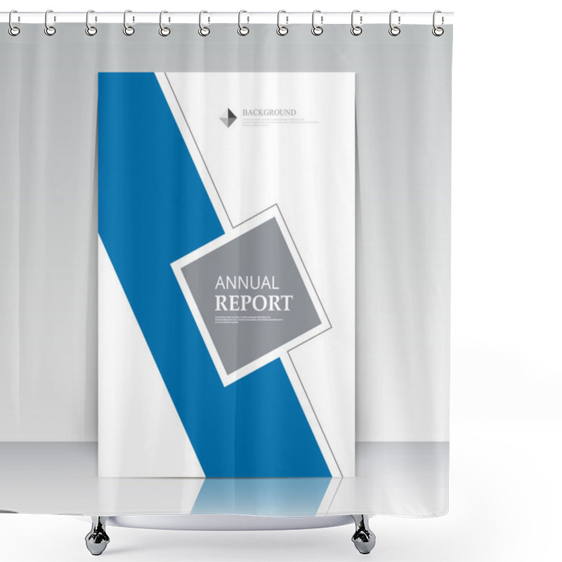 Personality  Abstract Composition. Text Frame Surface. Brochure Cover. White Title Sheet. Creative Logo Figure. Ad Banner Form Texture. Blue Stripe, Grey Box Block Icon. Flyer Fiber Backdrop. Vector Illustration Shower Curtains