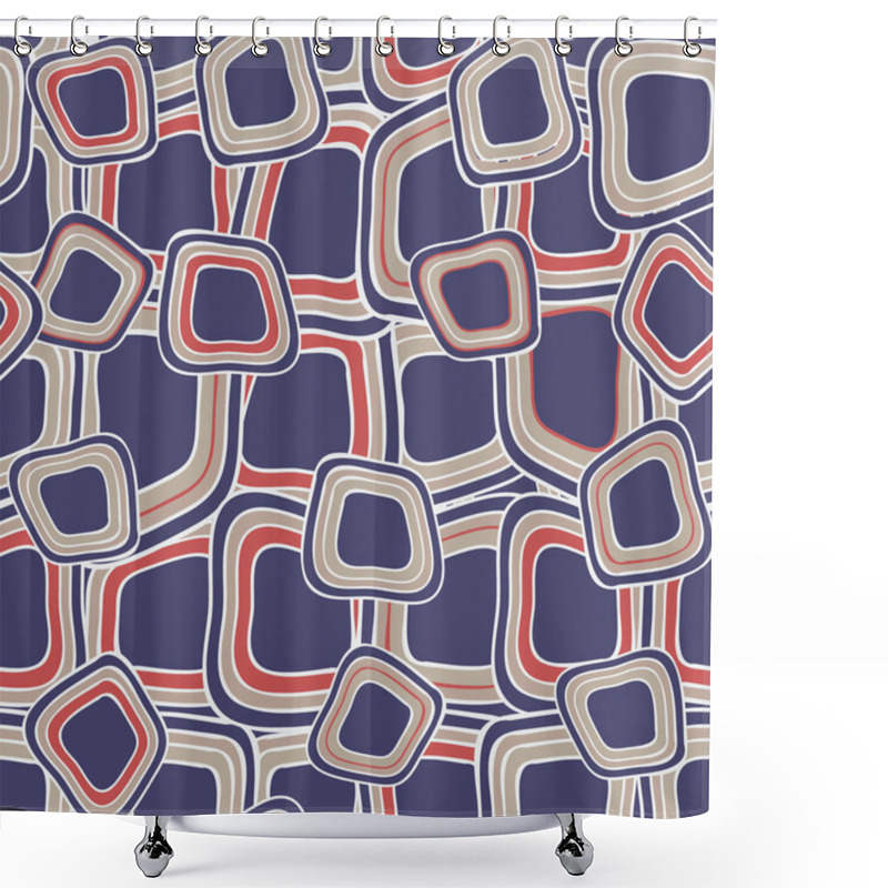 Personality  Seamless Pattern With Hand Drawn Violet Squares Shower Curtains