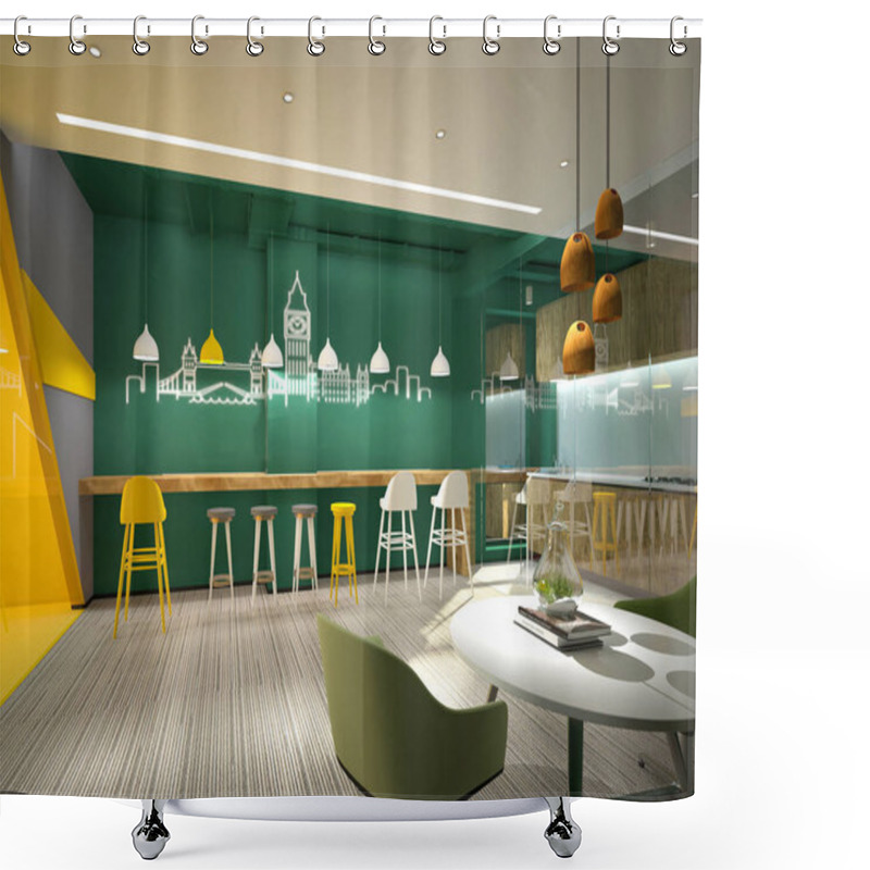 Personality  3d Render Restaurant Cafe Interior View Shower Curtains