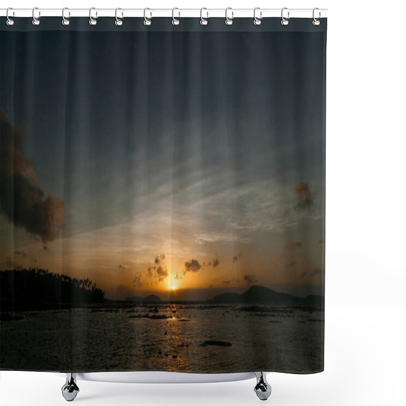 Personality  Sunset Over Ocean Shower Curtains