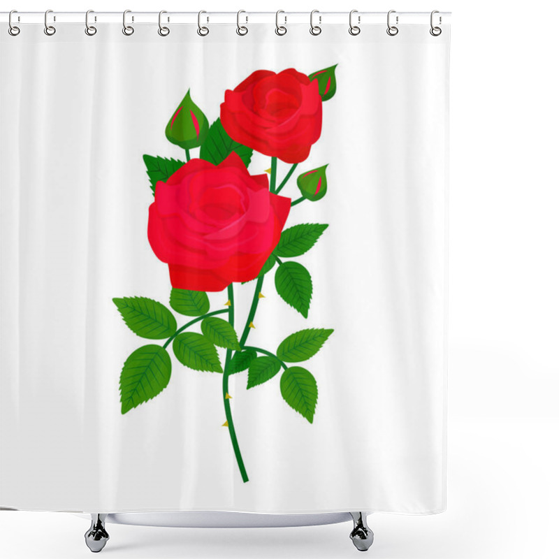 Personality  Beautiful Rose Flower Design Decoration Nature Design Floral Drawing Leaf Blossom Vector Botanical Bouquet Shower Curtains