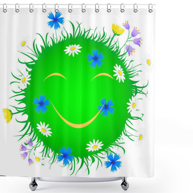 Personality  Vector Smiling Planet Earth. Time Of The Year: Summer. Shower Curtains