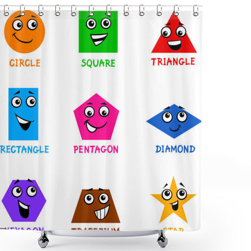 Personality  Basic Geometric Shapes With Cartoon Faces Shower Curtains