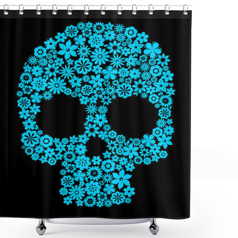 Personality  Human Skull With Flower Elements Shower Curtains