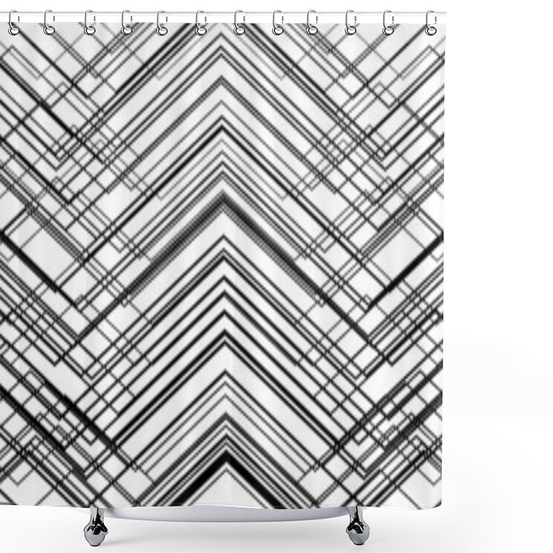 Personality  Random Wavy, Zig-zag Lines Abstract Art Texture, Background. Sin Shower Curtains