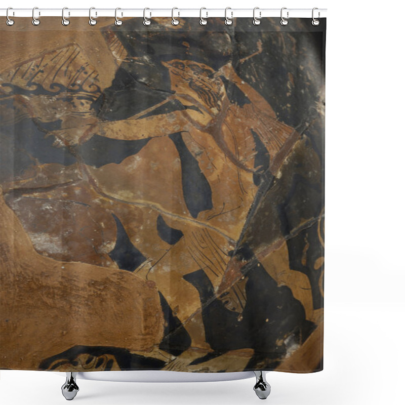 Personality  Human Figures On An Ancient Greek Vase, Original,detail Shower Curtains