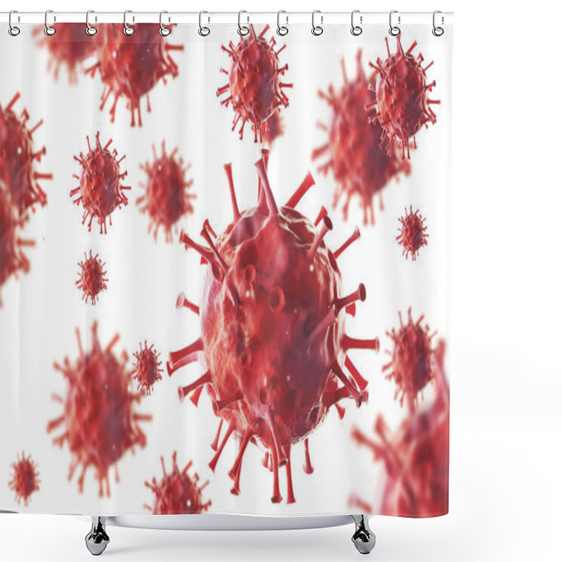 Personality  Virus Closeup Against White Background Shower Curtains