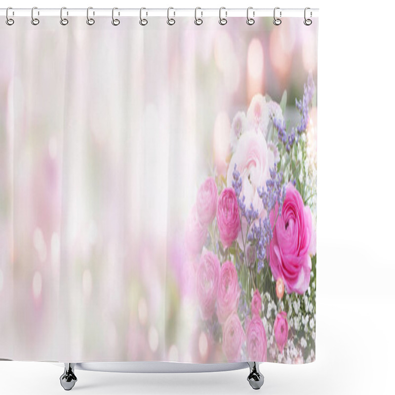 Personality  Delicate Still Life With Roses And Soft Bokeh For Mothers Day Shower Curtains