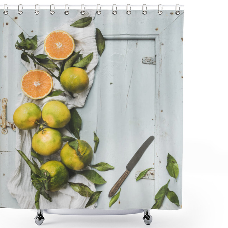 Personality  Fresh Turkish Tangerines With Leaves Shower Curtains