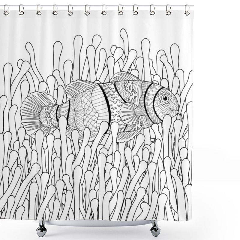 Personality  Clown Fish In Sea Anemones With High Details. Shower Curtains