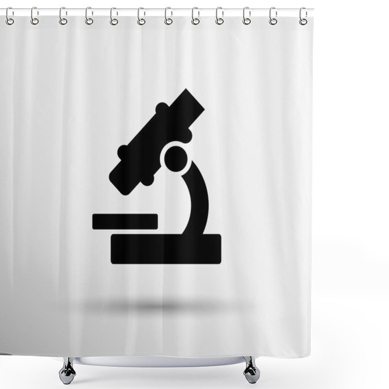 Personality  Black Microscope Icon - Vector Illustration Symbol Shower Curtains