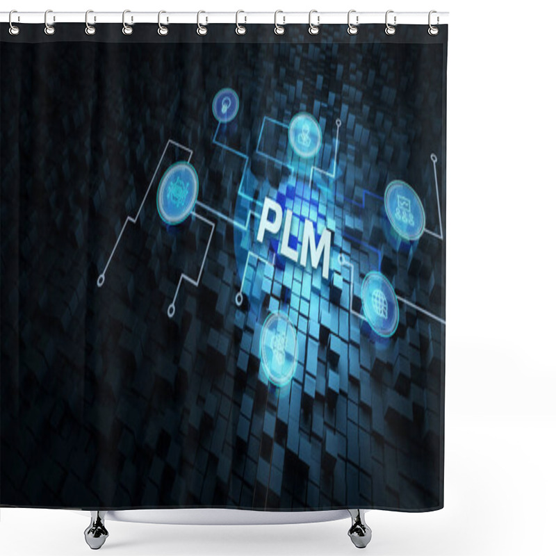 Personality  PLM Product Lifecycle Management System Technology Concept. Technology, Internet And Network Concept. Shower Curtains