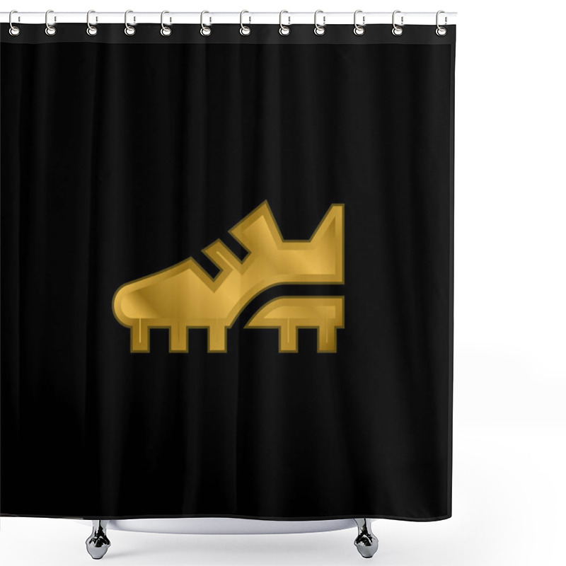 Personality  Boots Gold Plated Metalic Icon Or Logo Vector Shower Curtains