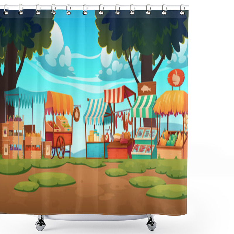 Personality  Food Market Wooden Stalls, Traditional Marketplace Shower Curtains