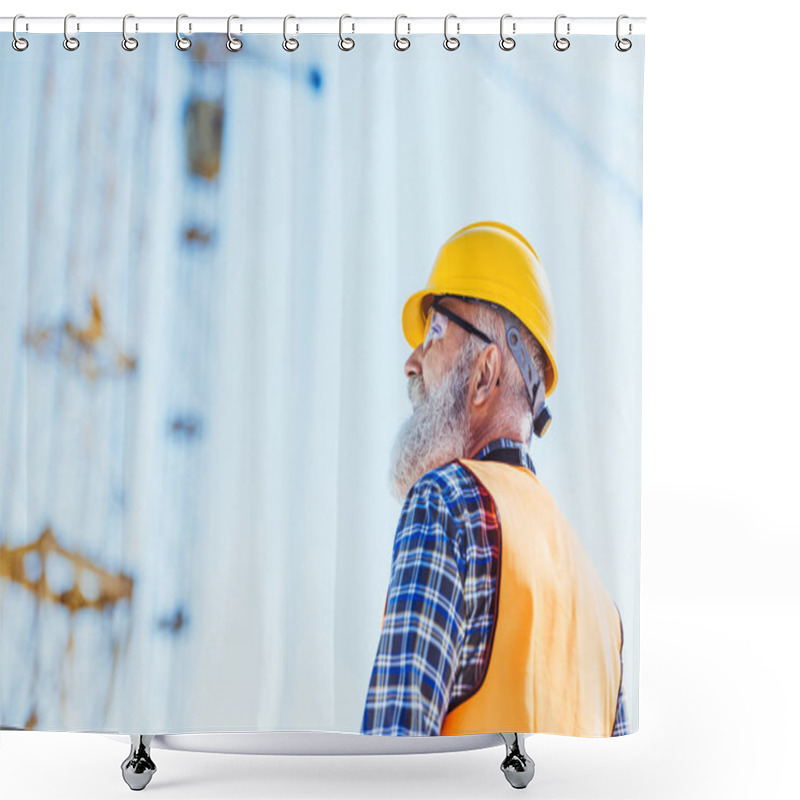 Personality  Worker In Protective Wear At Construction Site Shower Curtains