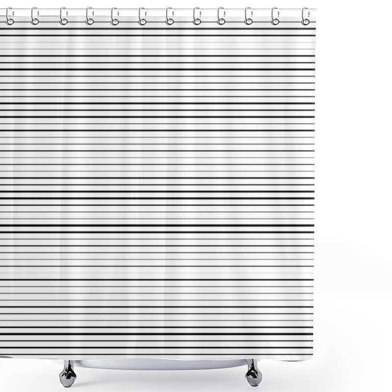 Personality  Horizontal Black Lines With Random Thickness Shower Curtains