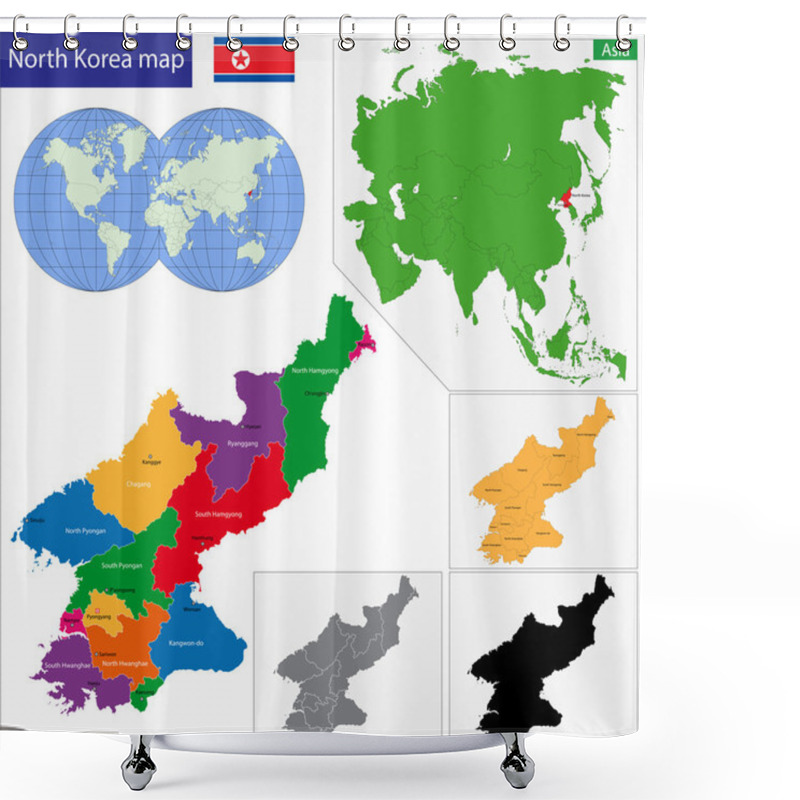 Personality  North Korea Map Shower Curtains