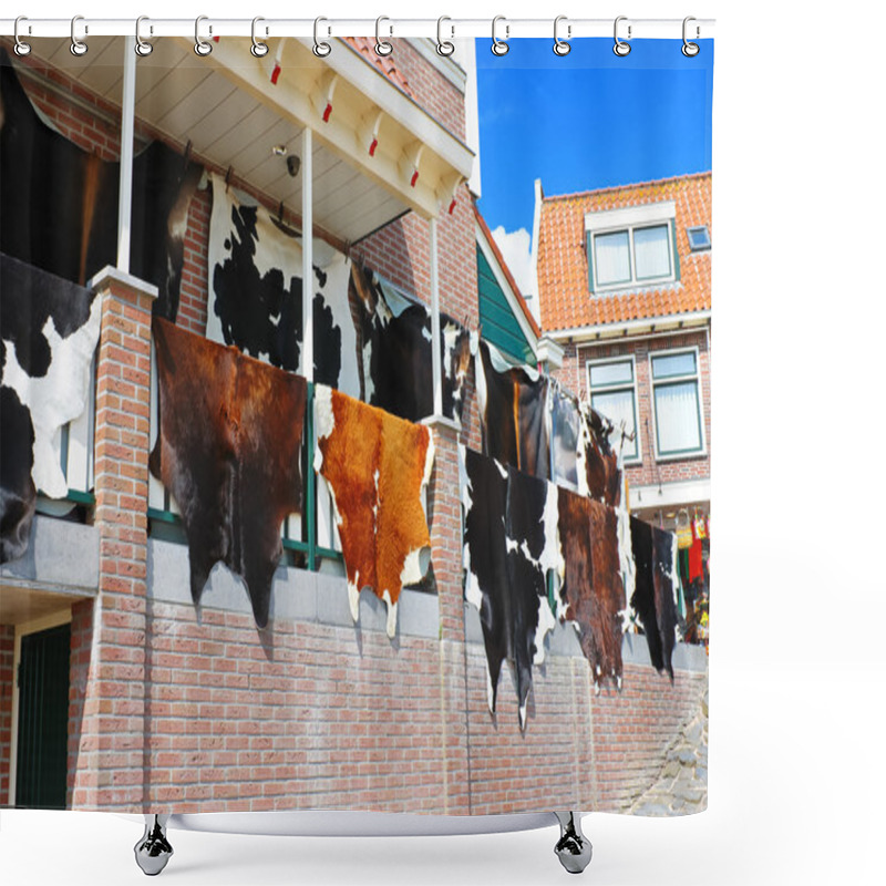 Personality  Tanned Hides On The Balcony Of The Leather Shop In Volendam. Net Shower Curtains